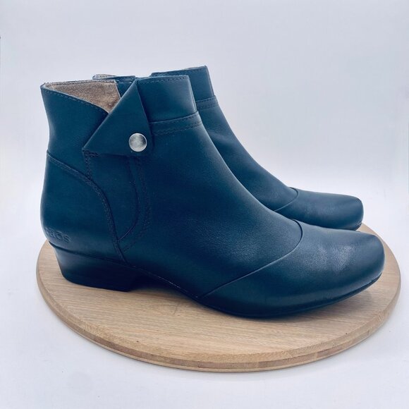 Taos Boots Womens 10 Blue Leather Oh Snap Ankle Zip Cottage Boho - Picture 1 of 12